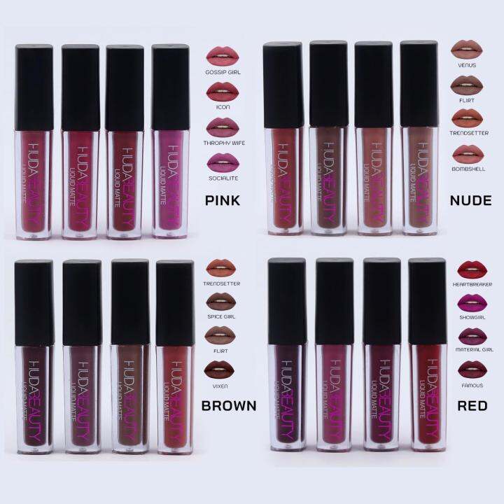 Huda Beauty Liquid Matte Lipstick Minis Red Pink Brown Nude Edition