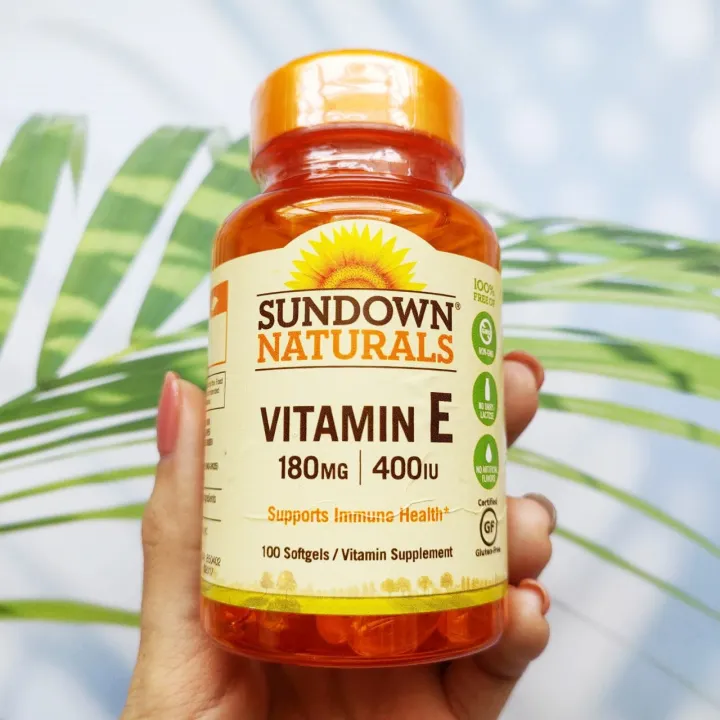 วตามนอ Vitamin E 180 mg 400 IU 100 Softgels Sundown Naturals