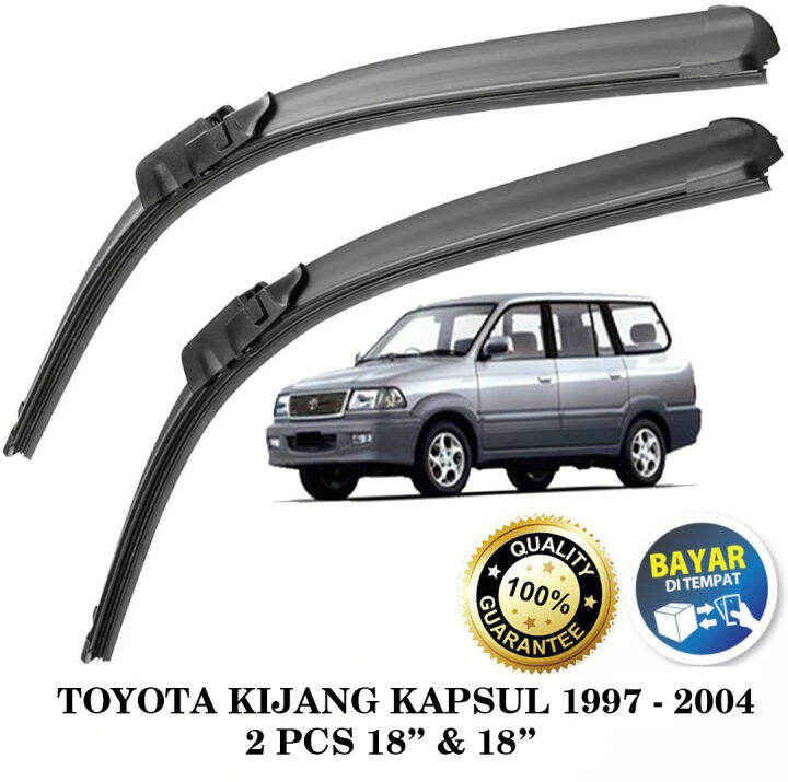 Wiper Frameless 1 Set 2 Pcs Full Karet Anti Baret Toyota Kijang Grand