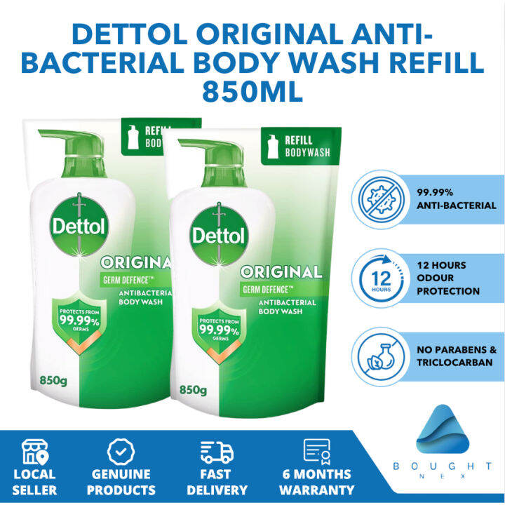 Dettol Original Anti Bacterial Body Wash Refill 850ml Shower Gel