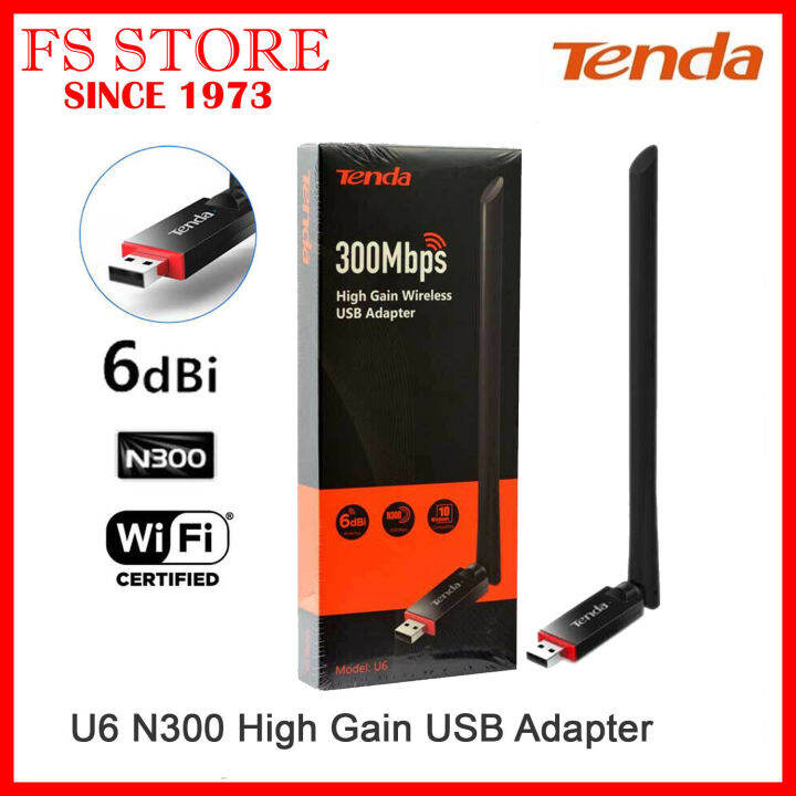 TENDA ORIGINAL U6 N300 USB ADAPTER 300 MBPS WITH ANTENNA HIGH GAIN