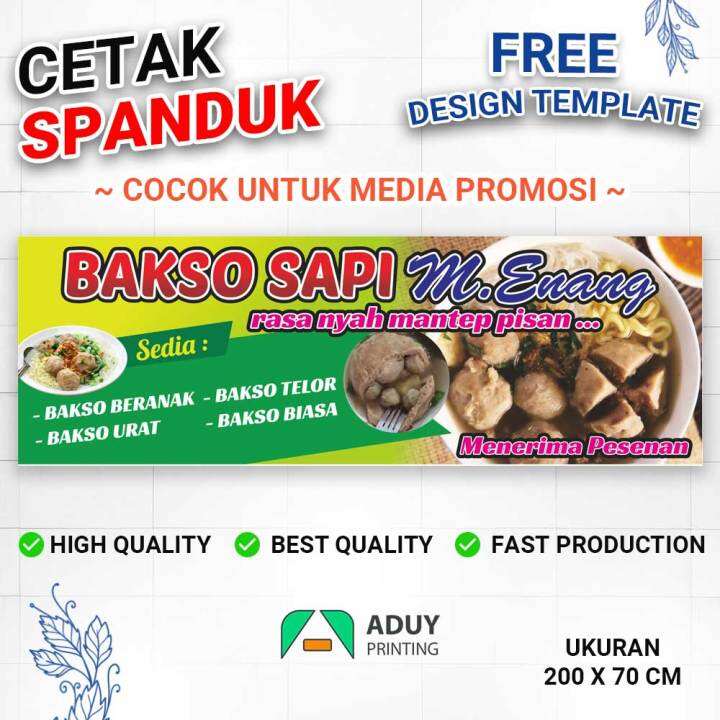 Cetak Banner Spanduk Makanan Bakso Bisa Custom Ukuran X Cm