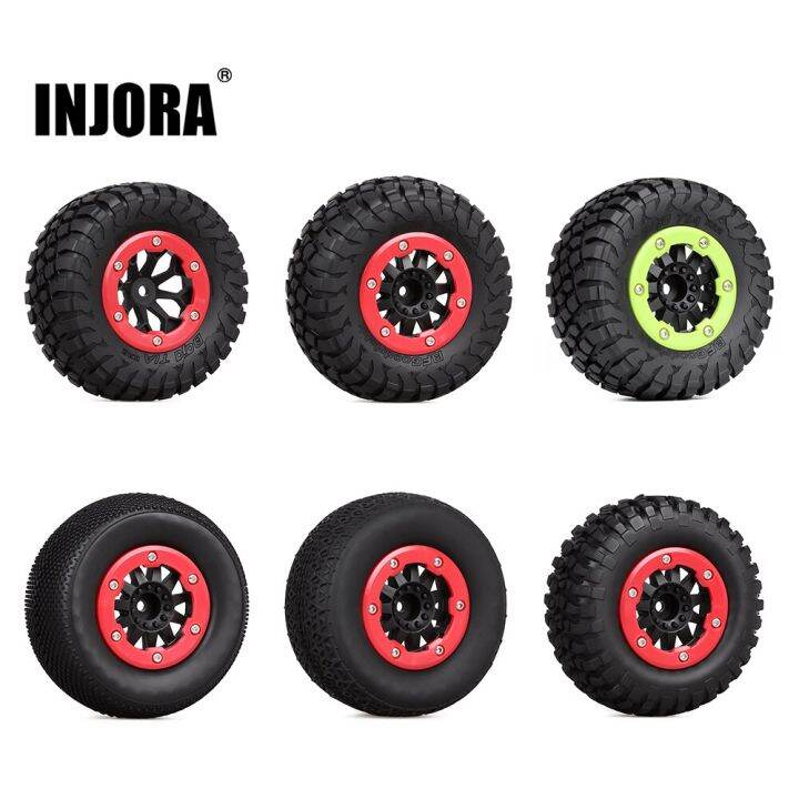 Injora Pcs Rc Car Beadlock Ruer Tires Wheel Rim Set For Short