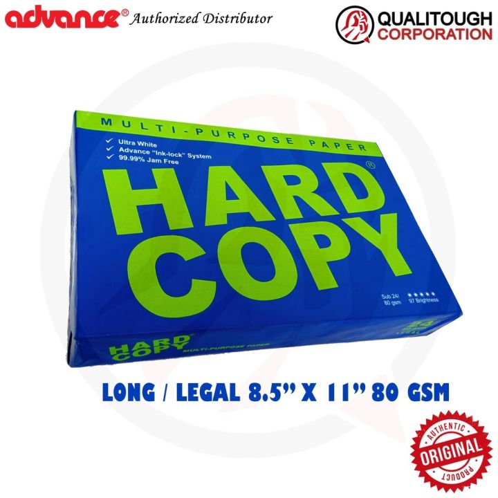 LONG Advance Hardcopy Copy Paper Subs 24 80GSM Legal 8 5 X 13 Hard