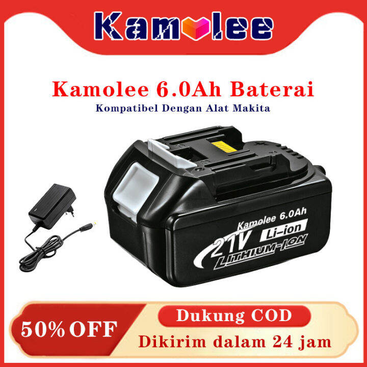 Kamolee BL1860 21V 6000mAh Baterai Li Ion Bor Baterai Tangan Makita