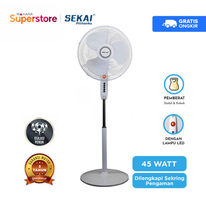 Sekai Kipas Angin Standing Fan 16 Inch SFN 1621 SFN1621 Putih