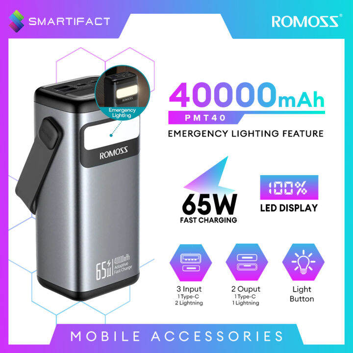 Romoss Pmt Mah W Led Display Fast Charging Lithium Ion Polymer