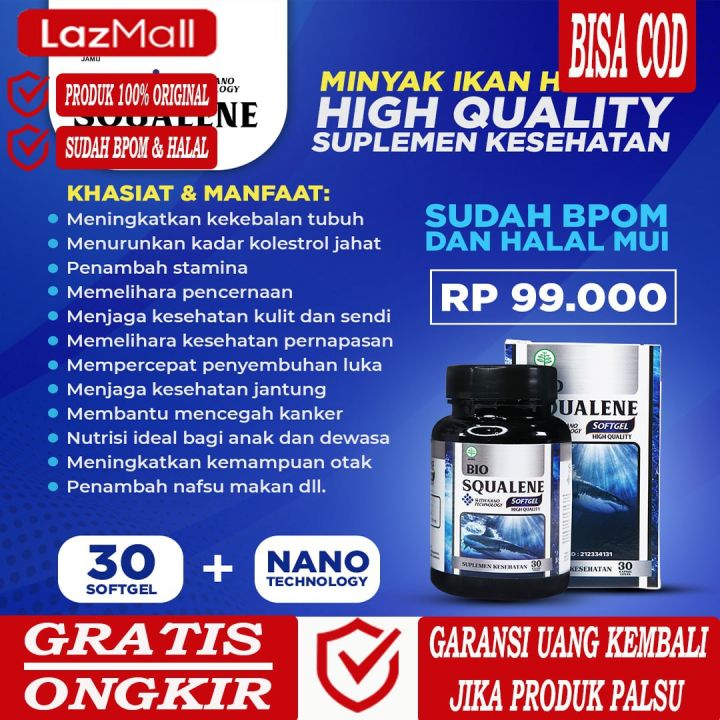 Bio Squalene Softgel Isi 30 Kapsul Obat Herbal Penurun Kolesterol