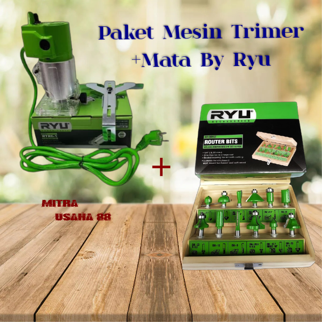 M U 88 RYU Paket Mesin Router Trimmer Profil Kayu Wood RTR 6 1 Mata