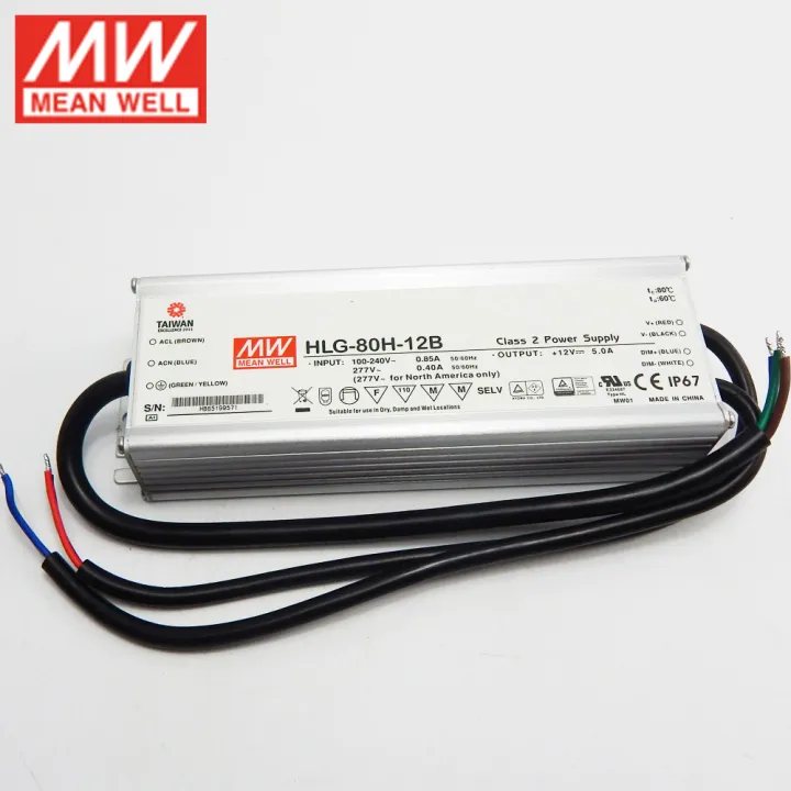 MEAN WELL Dimmable LED Driver HLG 80H 12B 12V LED Dimming แหลงจายไฟ