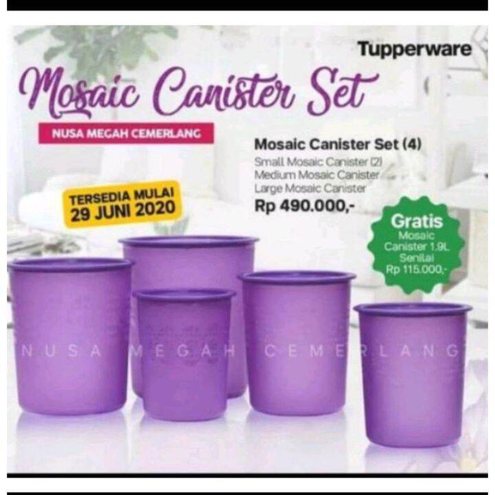 Mosaic Canister Set Tupperware Toples Set Tupperware Isi 5 Lazada