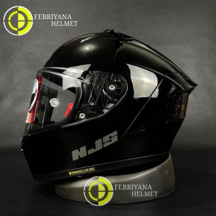 HELM NJS ZX 1R SOLID BLACK GLOSSY FULL FACE NJS ZX1R Lazada Indonesia