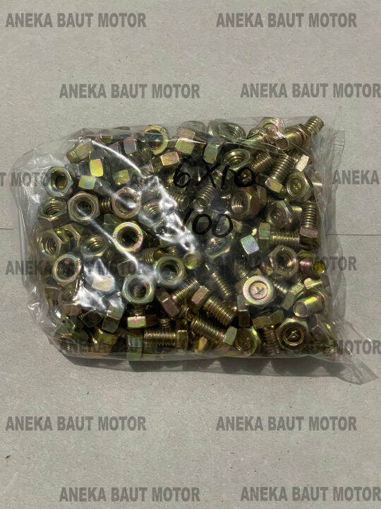 Paket 50 Pcs Baut 10 Mur 6mm X 1cm Lazada Indonesia