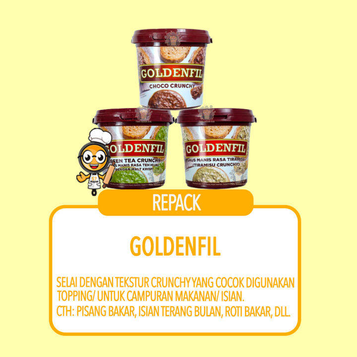 Selai Goldenfil Choco Tiramisu Greentea Crunchy Repack Gr