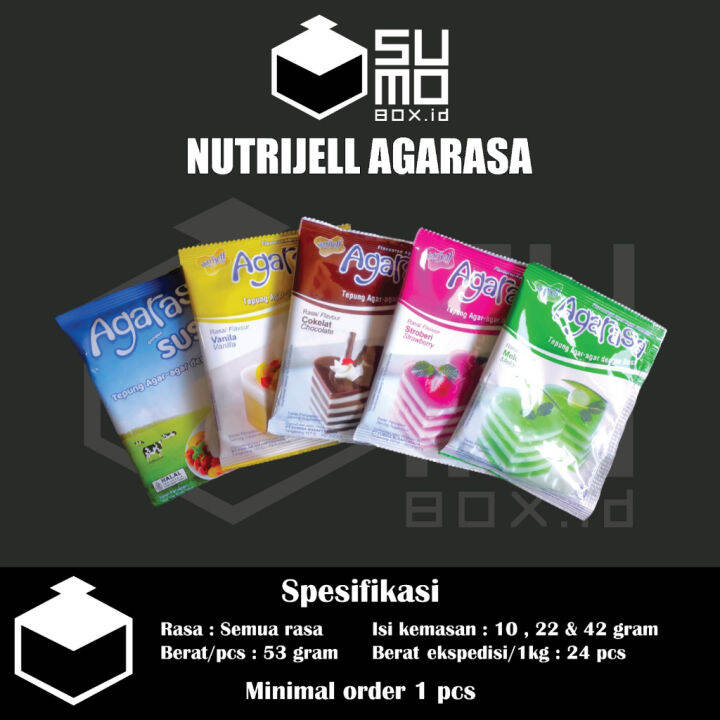 Nutrijell Agarasa Coklat Vanila Strawberry Melon Susu Tepung Agar