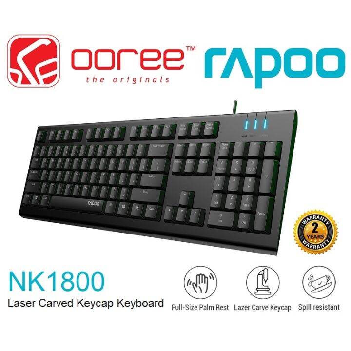 Keyboard Wireless Keyboard RAPOO NK1800 WIRED USB SPILL RESISTANCE