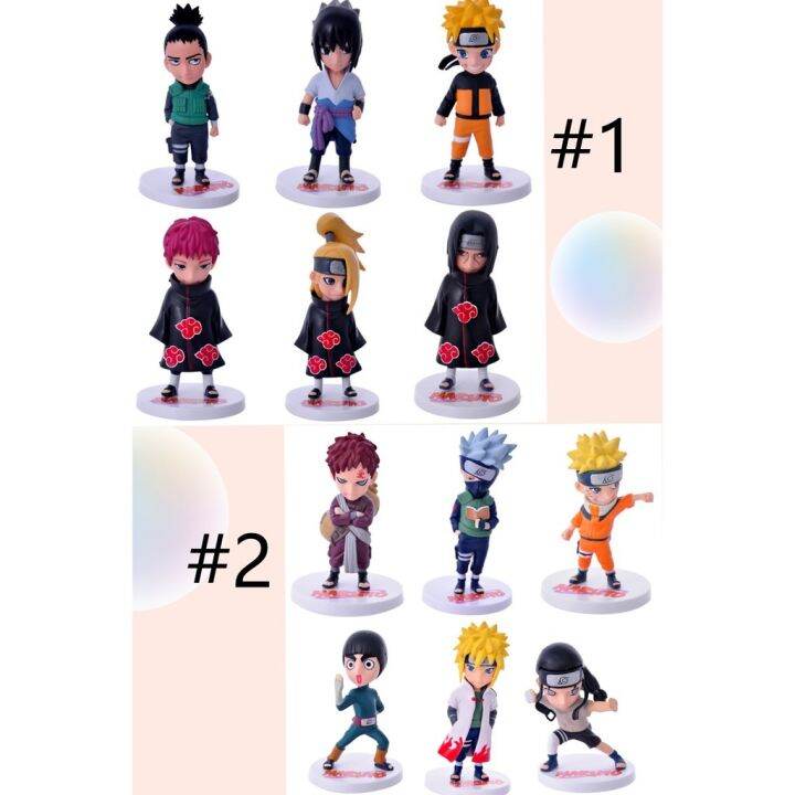 Naruto Sasuke Kakashi Gaara Itachi Minato Of 6 Stand Action Figure