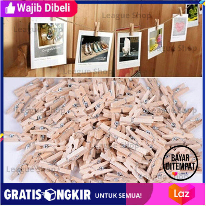 Pcs Per Bungkus Wooden Klip Mini Penjepit Foto Polaroid Kayu Polos