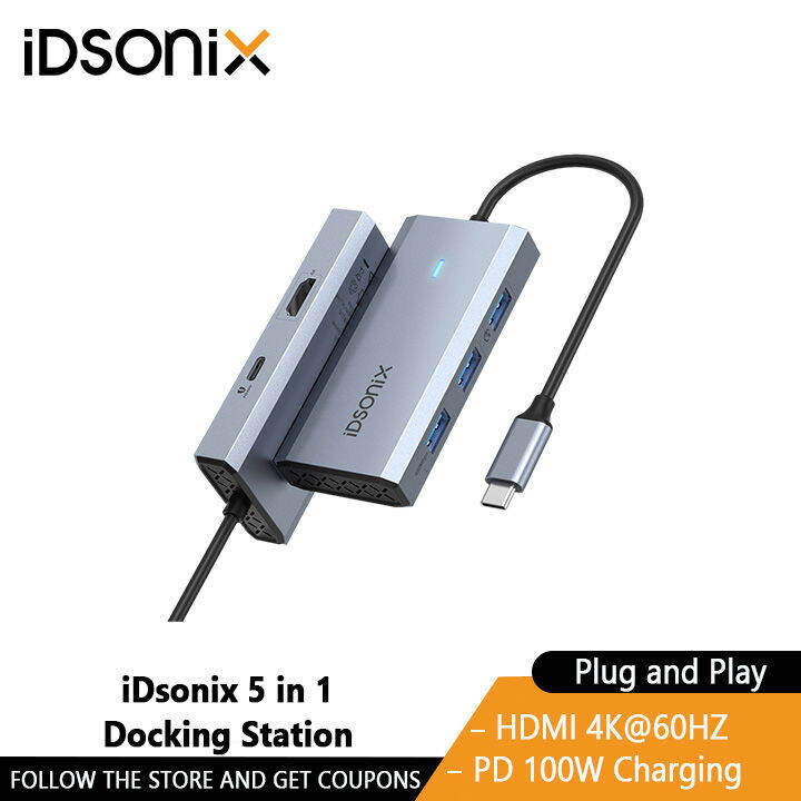 Idsonix Usb Type C In Hub Usb C To K Hdmi Vga Card Reader Audio