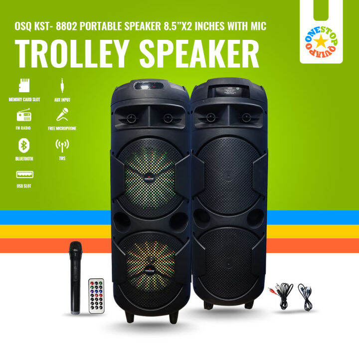 Osq Inch Big Subwoofer Portable Wireless Bluetooth Karaoke Speaker