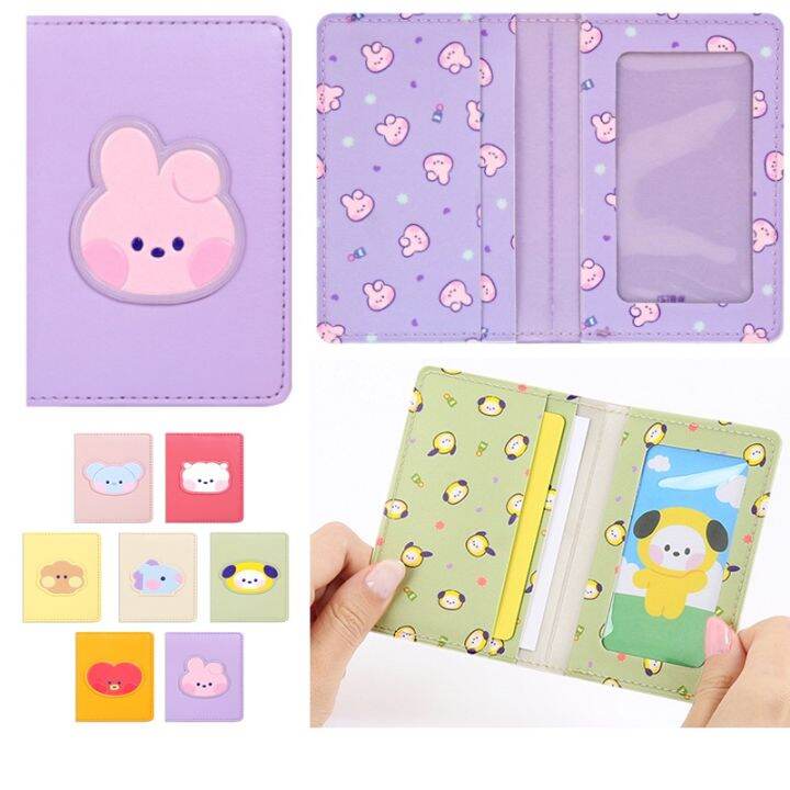 BT21 Minini PU Leather Patch Card Case Photo Holder Foldable Card