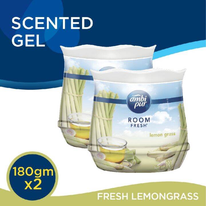 Ambi Pur Room Fresh Gel Fresh Lemon Grass Air Refreshing Gel 180g X 2s