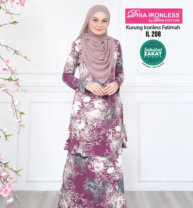 DHIA IRONLESS BAJU KURUNG FATIMAH TAK PERLU GOSOK Lazada