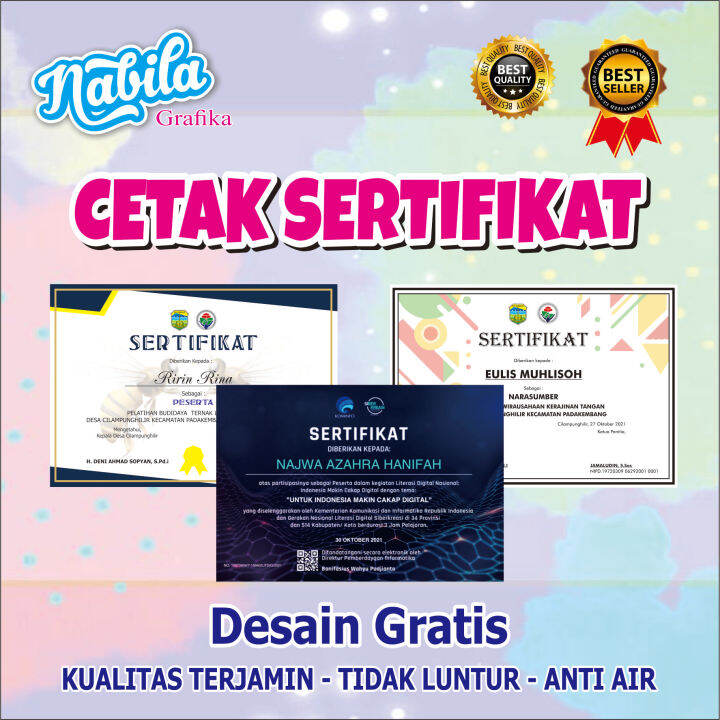 Cetak Sertifikat Custom Cetak Sertifikat Piagam Cetak Sertifikat