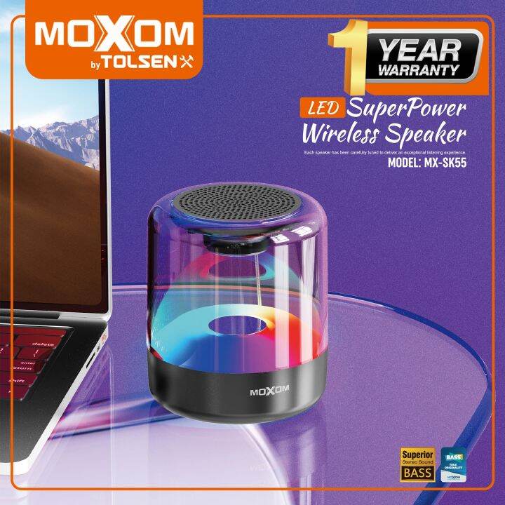 MOXOM Transparent Wireless Speaker W LED Sound Rhythm 360 HI FI