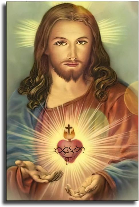 Catholic Image Sacred Heart Of Jesus Poster Pictures Painting Decor