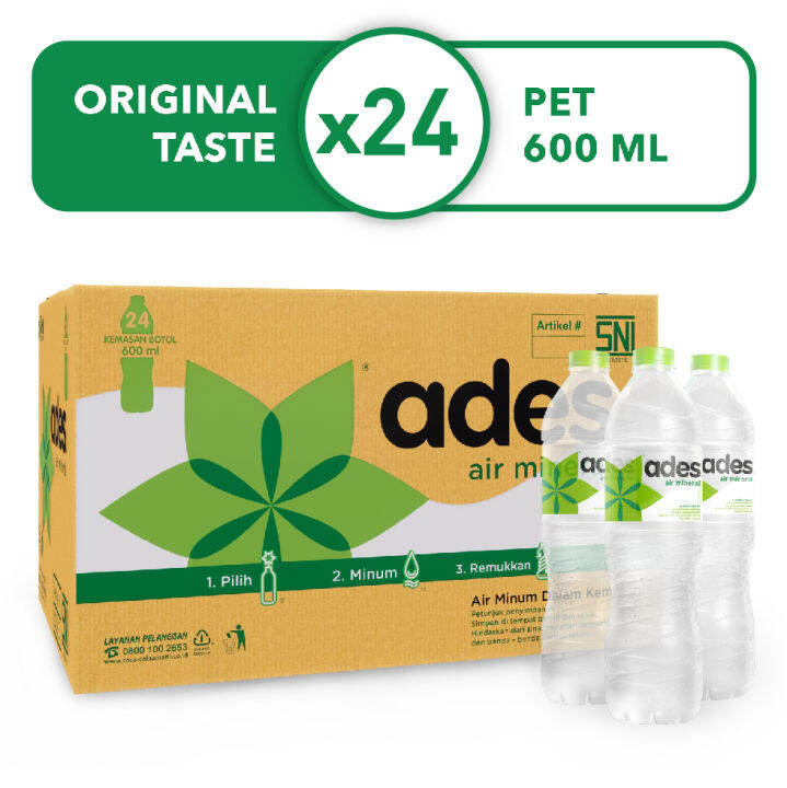 Ades Air Mineral 600mL X 24pcs Lazada Indonesia