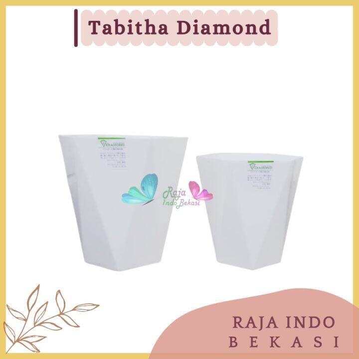 Pot Tabitha Diamond 20 25 Putih Pot Bunga Tanaman Tinggi Pot Diamond