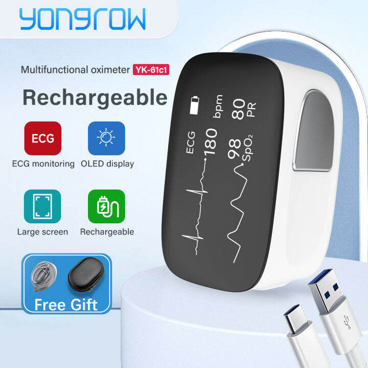 Yongrow Rechargeable Heart Rate Pulse Oximeter Portable Ecg Monitor