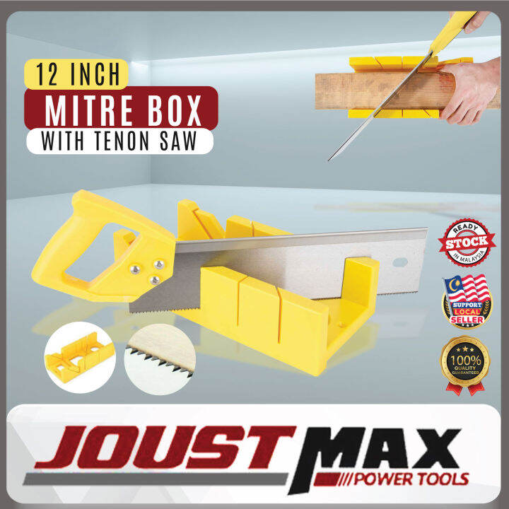 300mm 12 Mitre Box With Yellow Tenon Saw Wainscoting Miter Storage 45