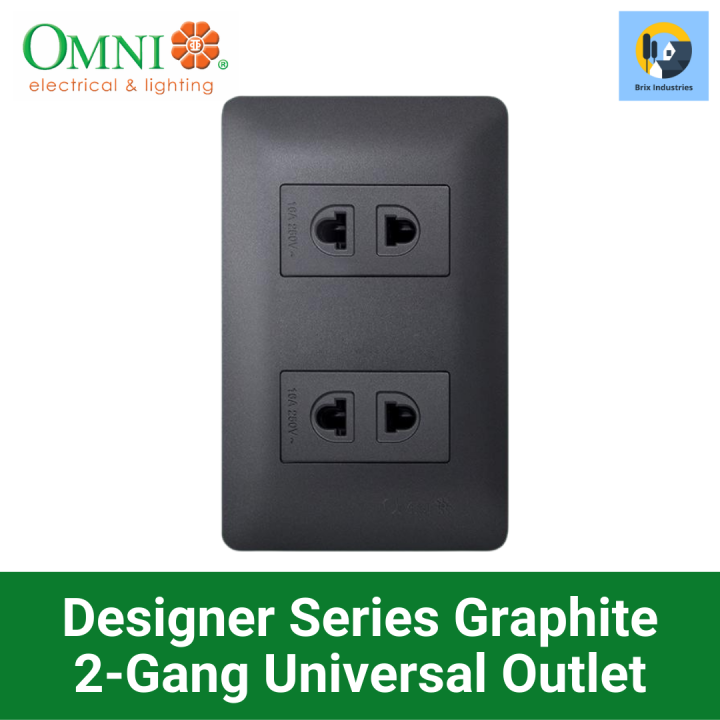 Omni Graphite Designer Series 2 Gang Universal Outlet Set DP2 WU200G