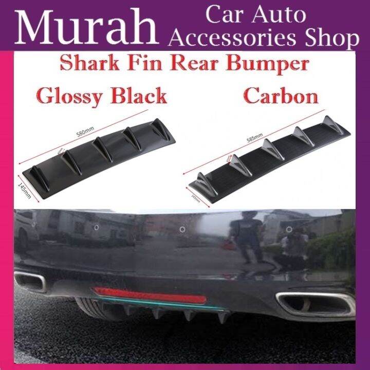 Universal Car Rear Bumper Chassis Spoiler Shark Deflector Carbon Black