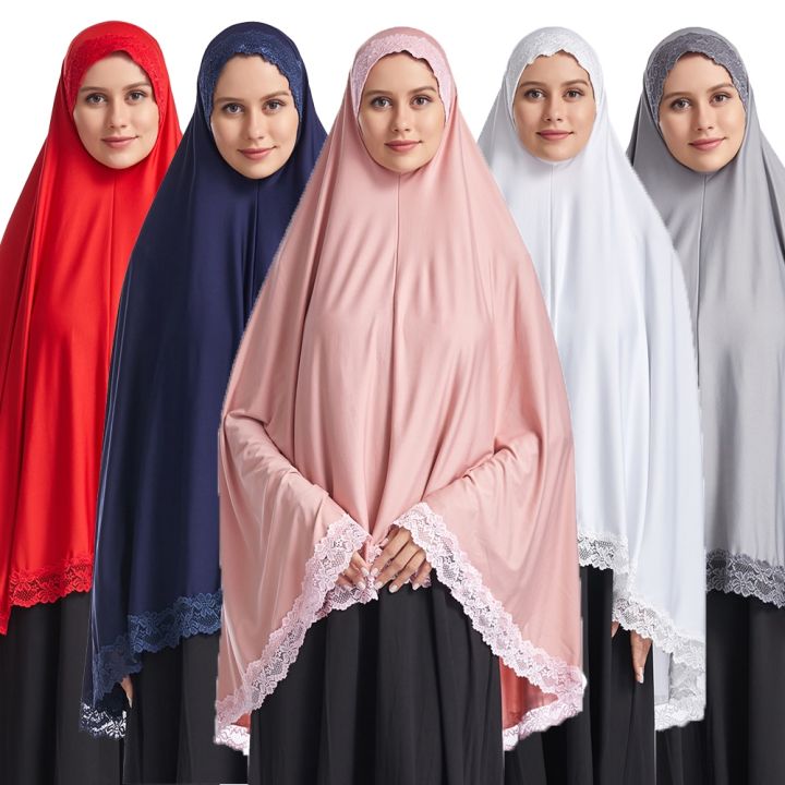 New Women Muslim Khimar Long Jilbab Burqa Head Scarf Islamic Prayer Garment Overhead