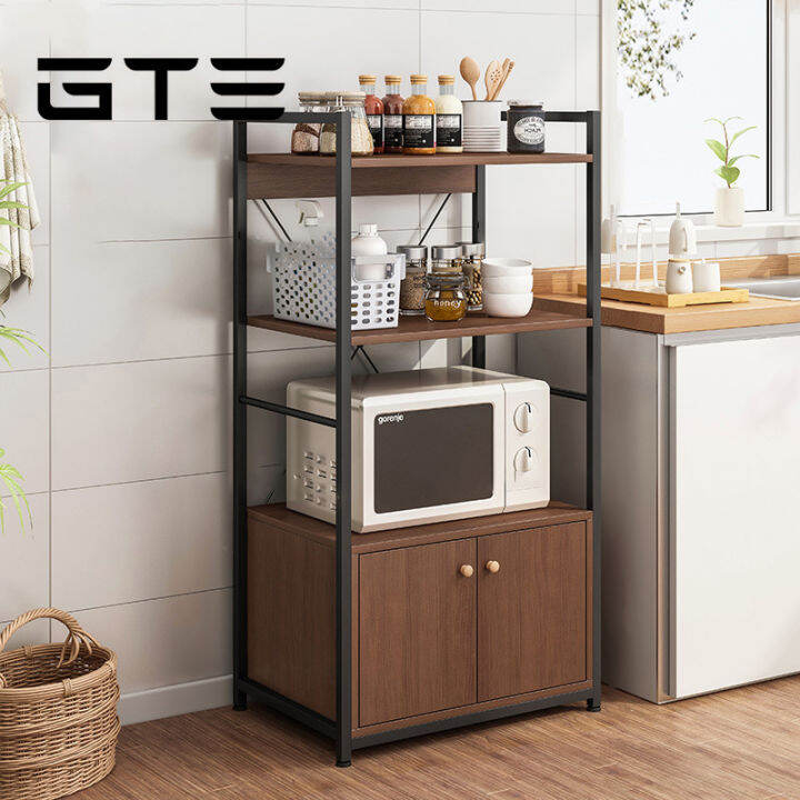 Gte Kitchen Rack Floor Multilayer Storage Rack Simple Microwave Oven