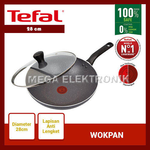 Tefal Natura Wokpan Cm With Glass Lid Wajan Anti Lengket Teflon