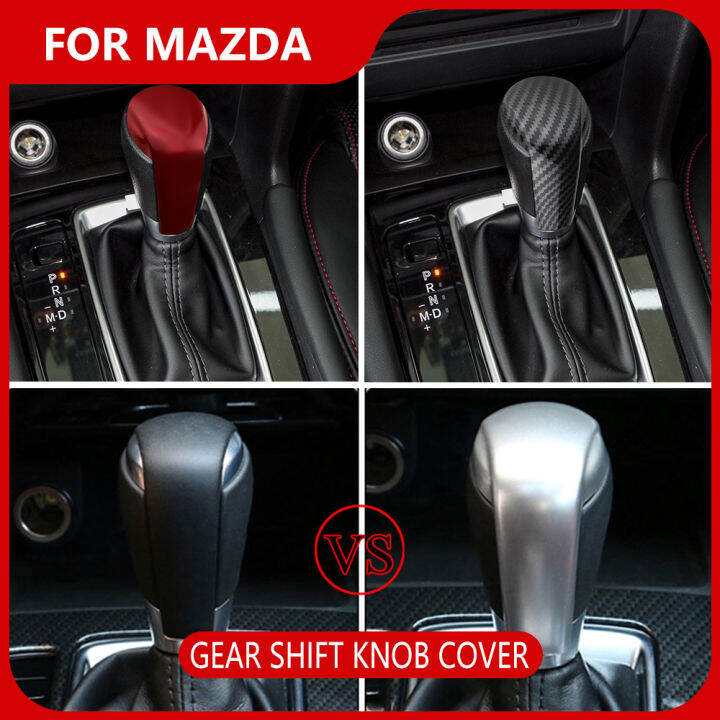 Sport Style Carbon Fiber Print Gear Shift Knob Cover Trim For Mazda