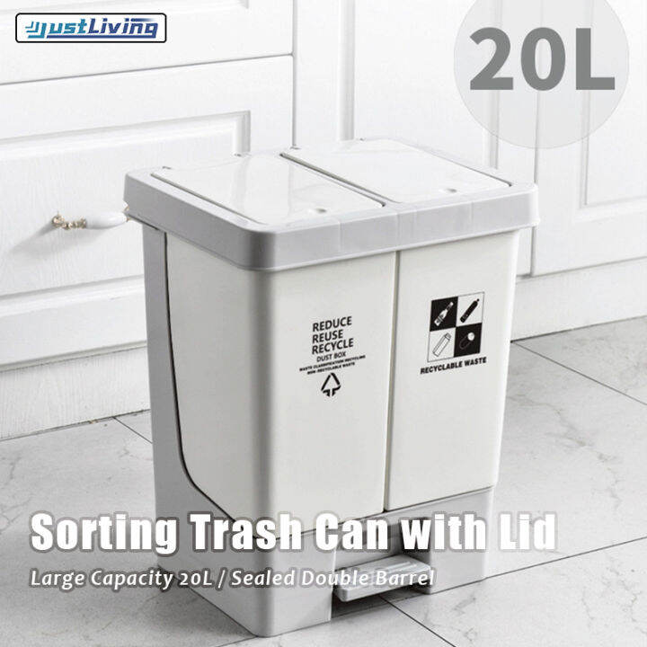 Justliving Household Sorting Trash Cans High Capacity L Kitchen Dry