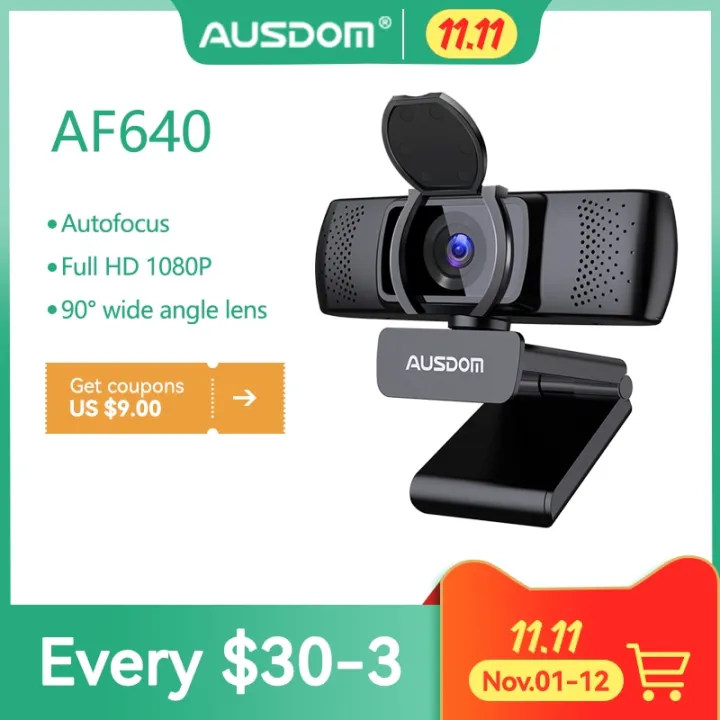 AUSDOM AF640 Full HD 1080P Webcam Auto Focus With Noise Cancelling