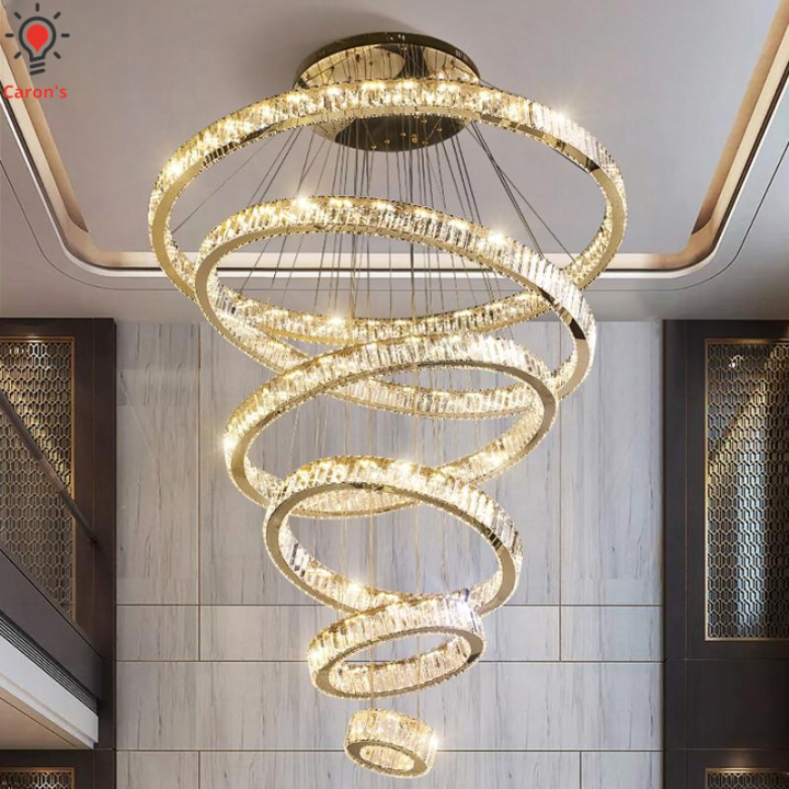 Tornado Crystal Double Floor Large Chandelier Modern Light Luxury Villa