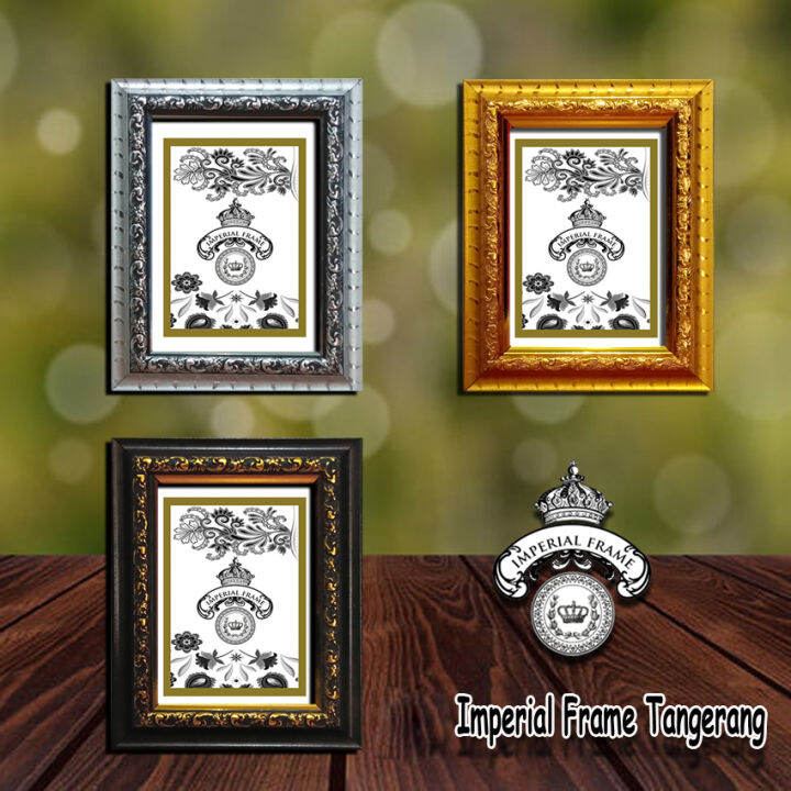 Bingkai Figura Frame Foto R X Cm Ukir Gold Cokelat Silver