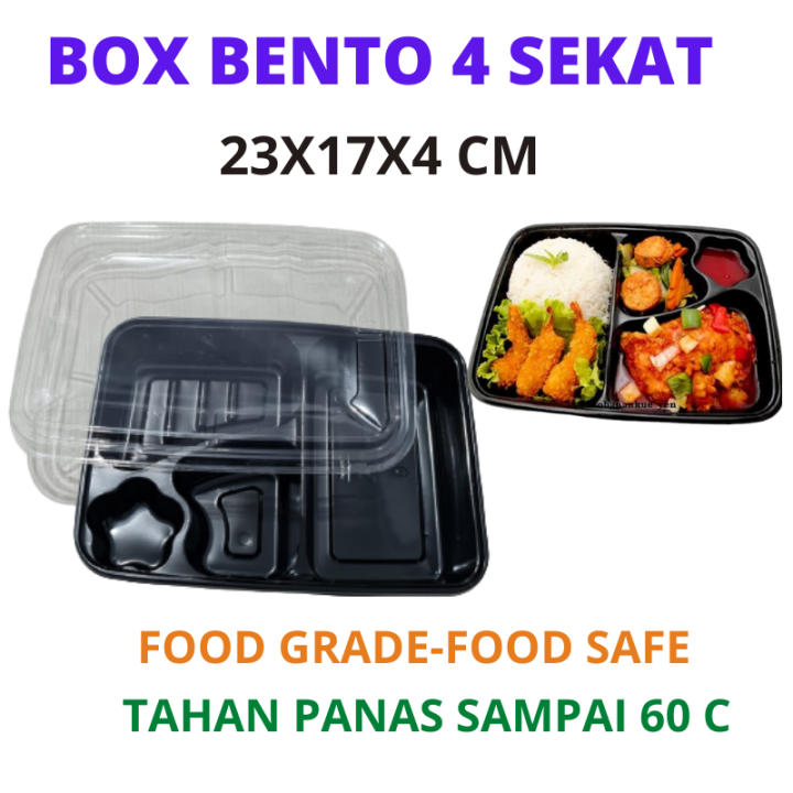 Mika Bento Sekat 4 Isi 50 Pcs Tutup Ukuran 23x17x4 Tray Bento Box