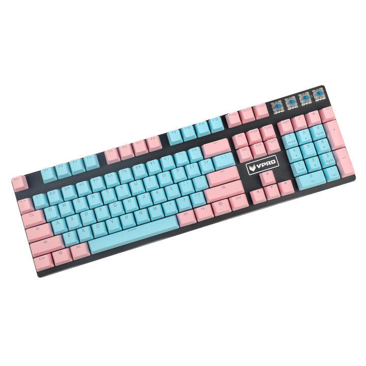 YMDK Stocks OEM 124 Key Shine Through Double PBT Carbon Miami Color