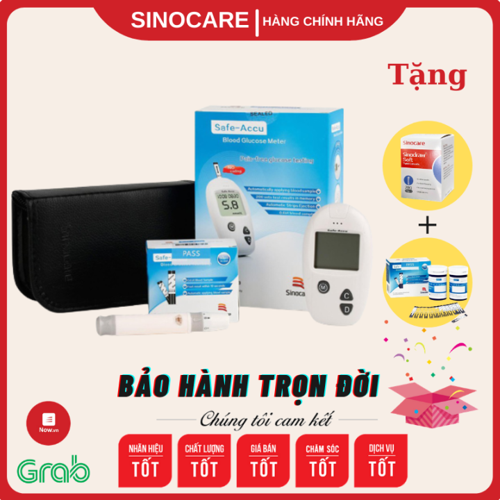 Máy đo đường huyết Sinocare Safe Accu Tặng 50 que thử 50 kim chích