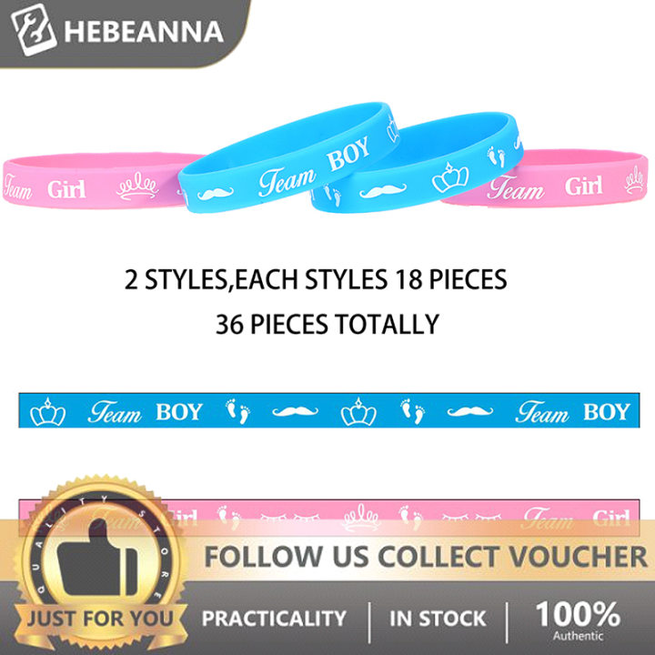 Hebeanna Pcs Gender Reveal Bracelets Team Boy Silicone Wristbands