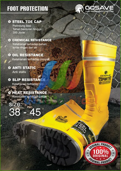 Sepatu Boot Rubber Safety Gosave Sparta Karet Ujung Besi Steel Toe Pvc