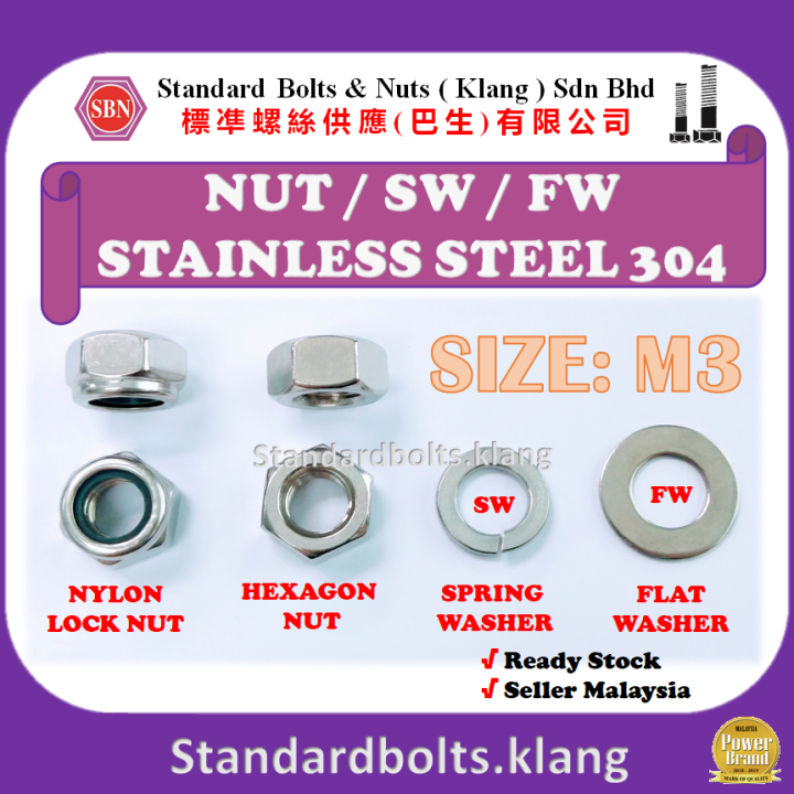 PER PACK SIZE M3 Stainless Steel 304 SUS304 NYLON LOCK NUT HEX